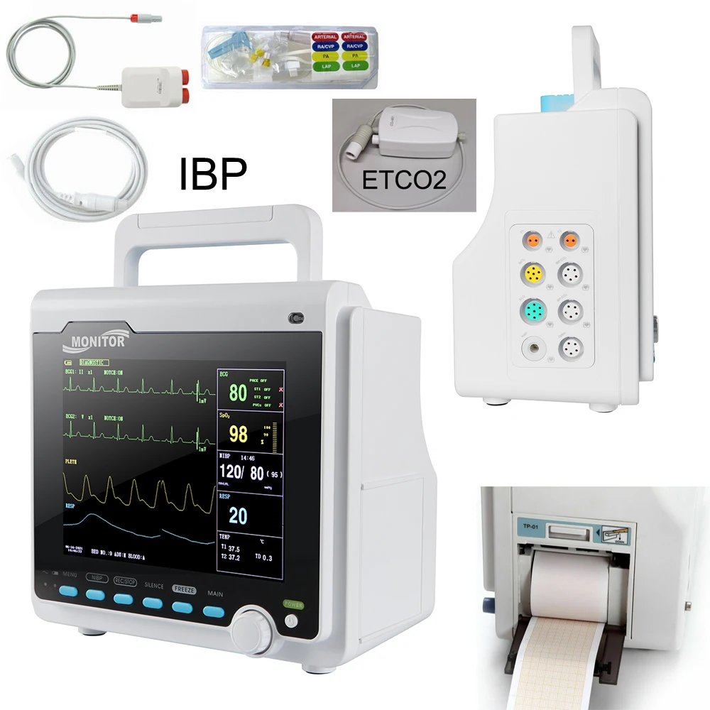 

N CONTEC CMS6000-VET Veterinary Patient Monitor 6 Parameter ECG RESP SpO2 PR NIBP Heart Rate For Animals With ETCO2&IBP &Printer