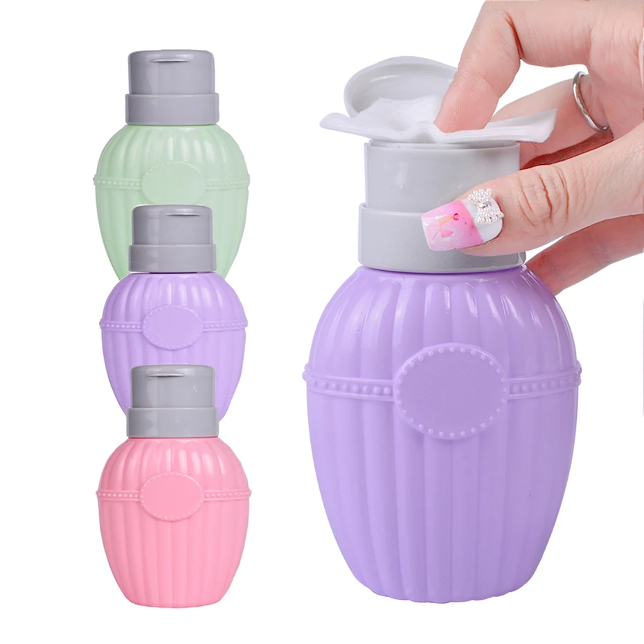 

1PC Plastic Nail Polish Remover Alcohol Liquid Press Pumping Dispenser Lotion Water Alcohol Container Empty Bottle Tools LA003