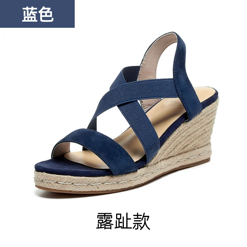 2021 summer new Baotou sandals women's high heel leather fashion versatile fairy slope heel thick soled shoes shoes