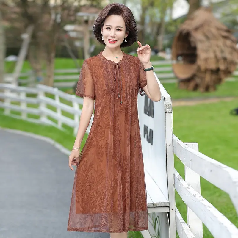 

Summer Knee-Length A-Line Short Lotus Sleeve V-Neck Elegant Fashion Floral Chiffon Red Cocktail Dresses