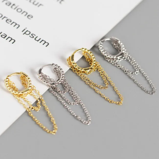 

Women's Earrings S925 Silver color Earrings Personalized Fashion Tassel Earrings Women's Round Jewelry Girlfriend Gift