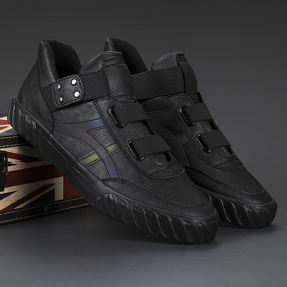 

2020 Spring New High Top Men's Vulcanize Shoes Slip On Male Flat Shoes British Fashion Sneakers Men Loafers Leisure Shoes