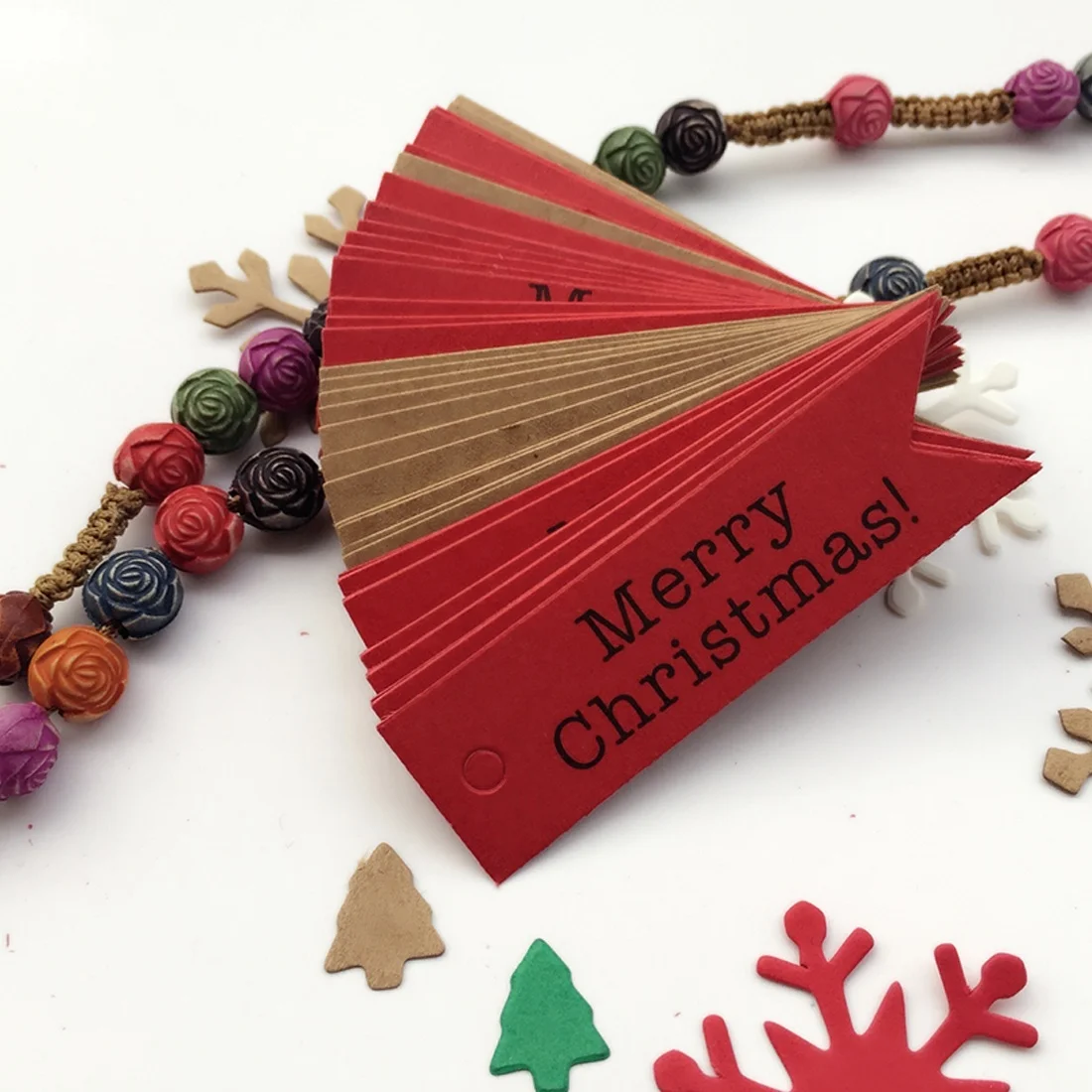 100 шт Счастливого Рождества Висячие бирки пакет простые этикетки рождественские