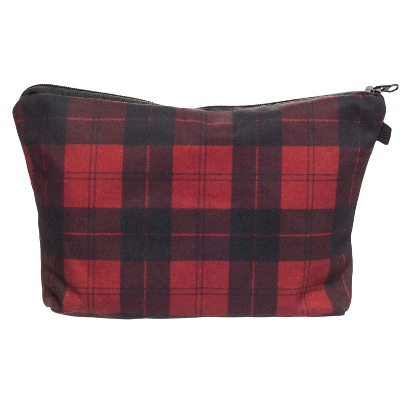Женская клетчатая косметичка в британском стиле несессер на молнии портативный