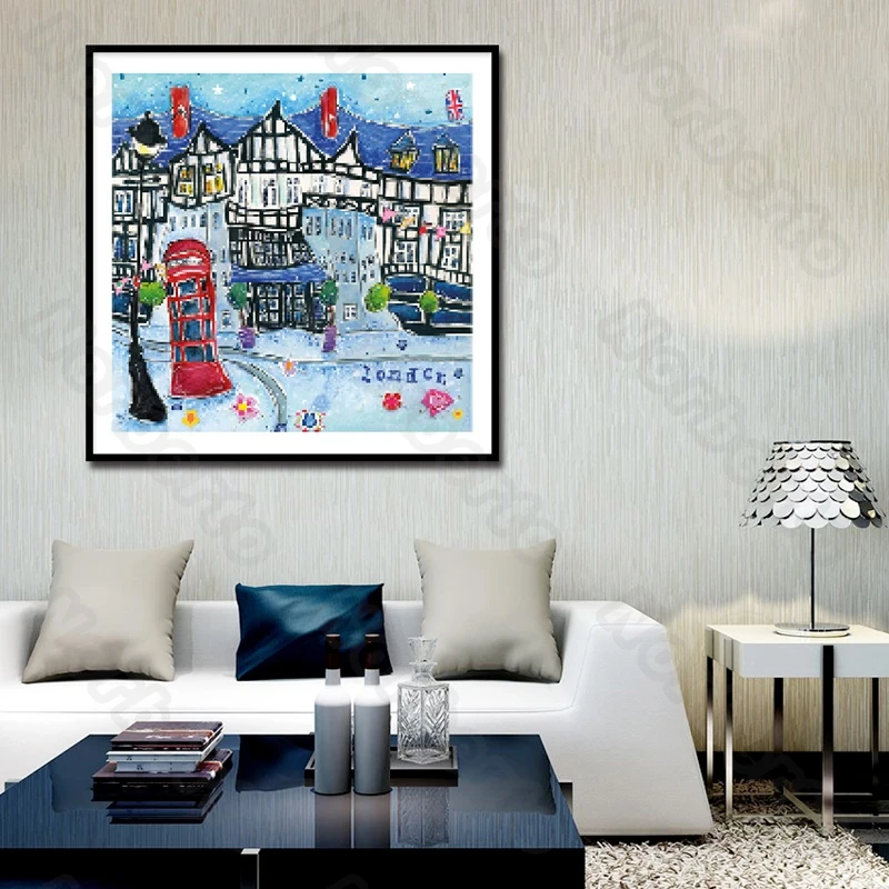 

Canvas Painting Wall Poster Watercolor Drawings Cartoon Castles and Houses Tower of London for Living Room Bedrooms Decoration