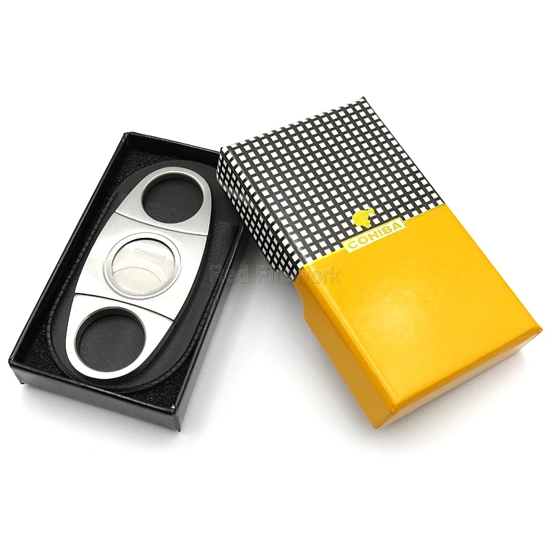 COHIBA сигары резак двойной нержавеющая сталь лезвия металлические сигары Острые Ножницы с подарочной коробкой
