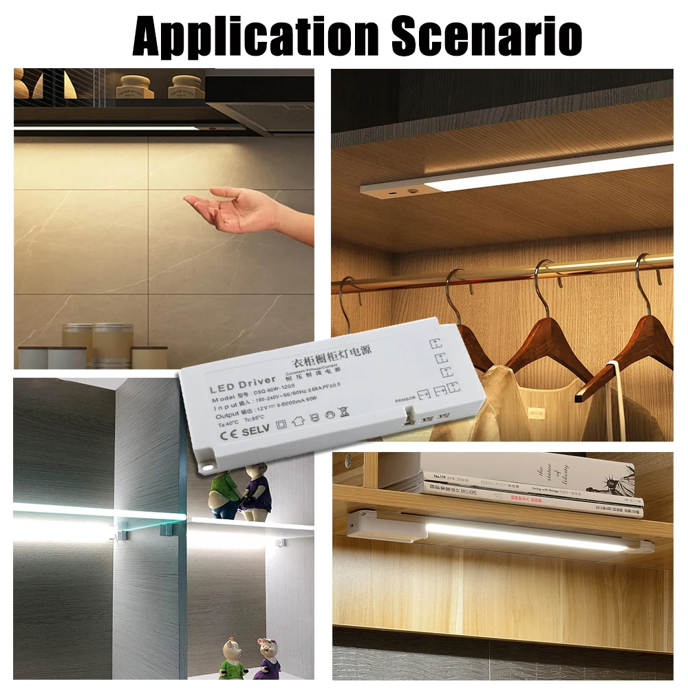 Блок питания для кабинета DC 12 В от 220 до ультратонкий Светодиодный драйвер 60 Вт 100