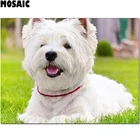 Алмазная живопись с собакой westie, вышивка крестиком, полная выкладка, квадратная, круглая, алмазная 5D мозаика, Декор для дома, домашних животных