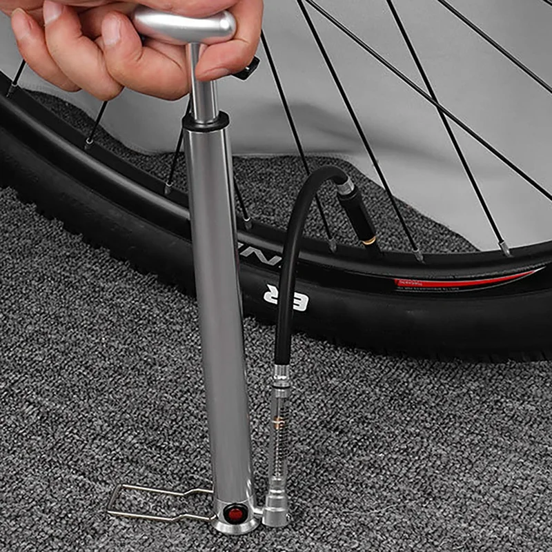 Bike Pump 160PSI Cycling Tire Ball Floor Inflator CNC Alloy Barrel With Bleeder Pedal Hose Presta Schrader Valve | Спорт и