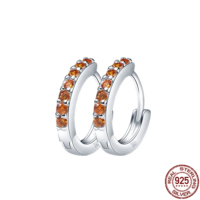 

2021 New 100% Real 925 Sterling Silver Multi-Color Multi-Size Round Zircon Earrings For Women Birthday Fashion Jewelry Gift