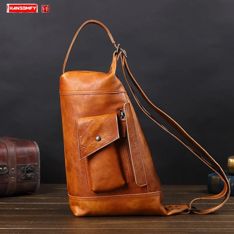 Кожаная мужская сумка кожаная через плечо Повседневная на многофункциональная