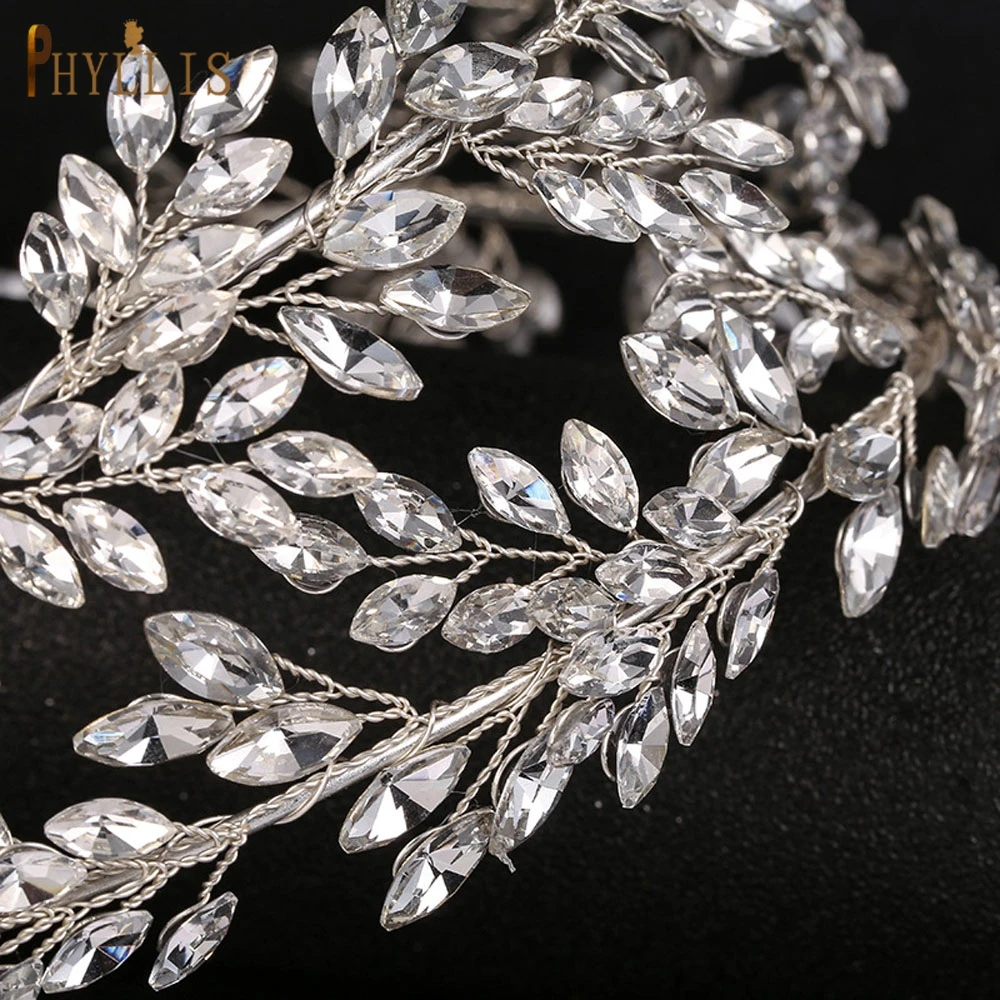 

PHYLLIS A28 Rhinestone Wedding Quartz Crown Wedding Headband Bridal Headpieces Big Crystal Headpiece Handmade Bridal Headwear