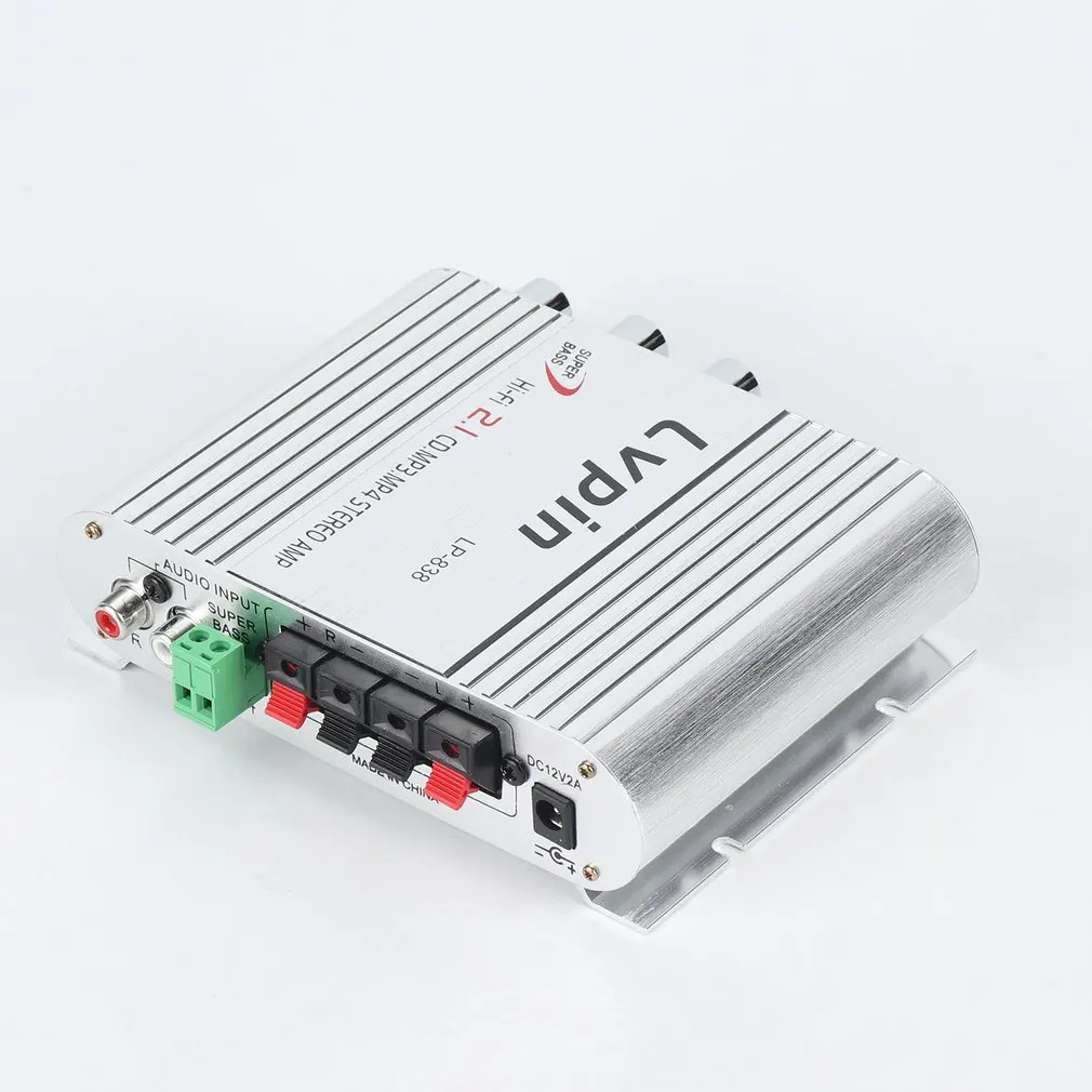 Портативный усилитель мощности LP 838 Hi Fi 2 1 MP3 радио аудио стерео бас динамик бустер