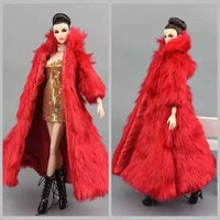 long fashion red fur winter parka gold dress 16 bjd doll clothes for barbie clothes set coat dresses 11 5 dolls accessory toys