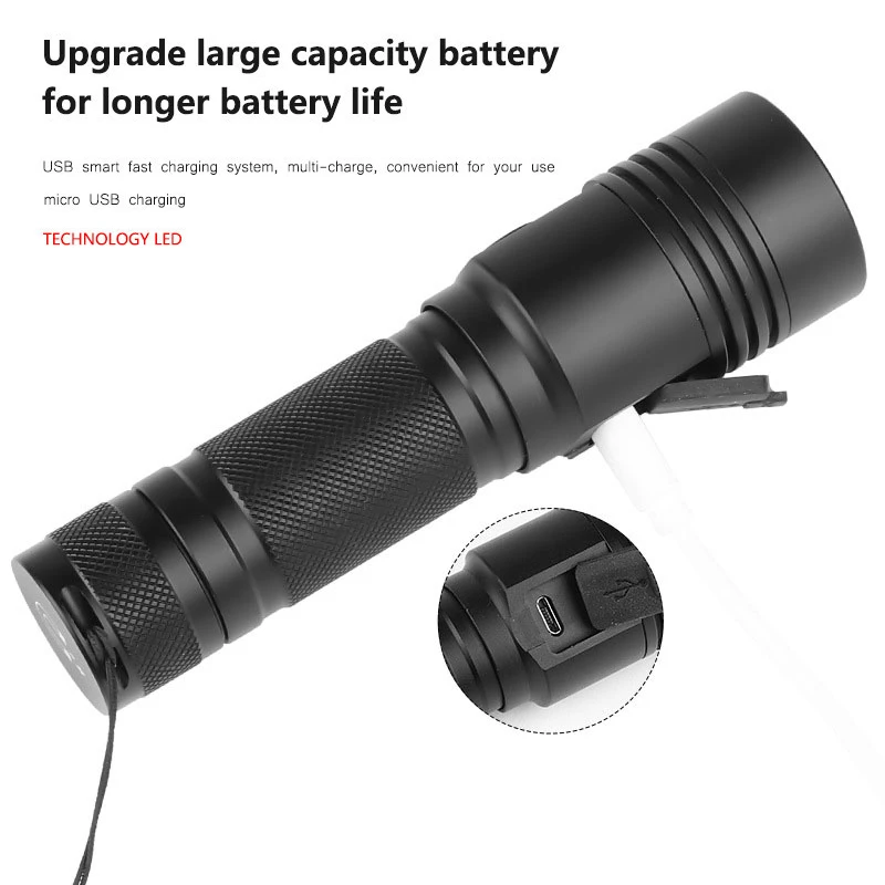 Самый яркий светодиодный фонарик XHP50 тактический фонарь заряжаемый от USB самый с
