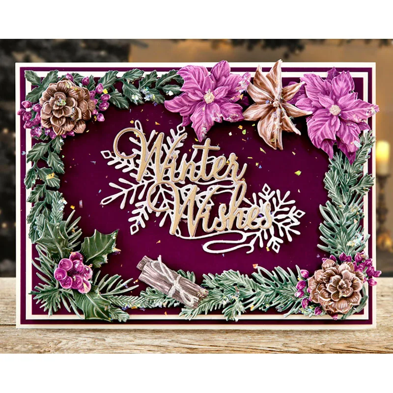 Праздничные 3D высечки с цветами металлические для скрапбукинга и изготовления