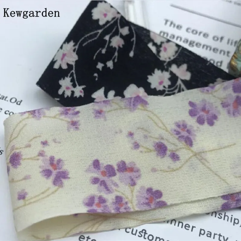 Kewgarden 1.5" 40mm Floral Chiffon Fabric Ribbon Handmade Tape Crafts DIY Hairbow Accessories Gift Packing Wholesale 25 Yards