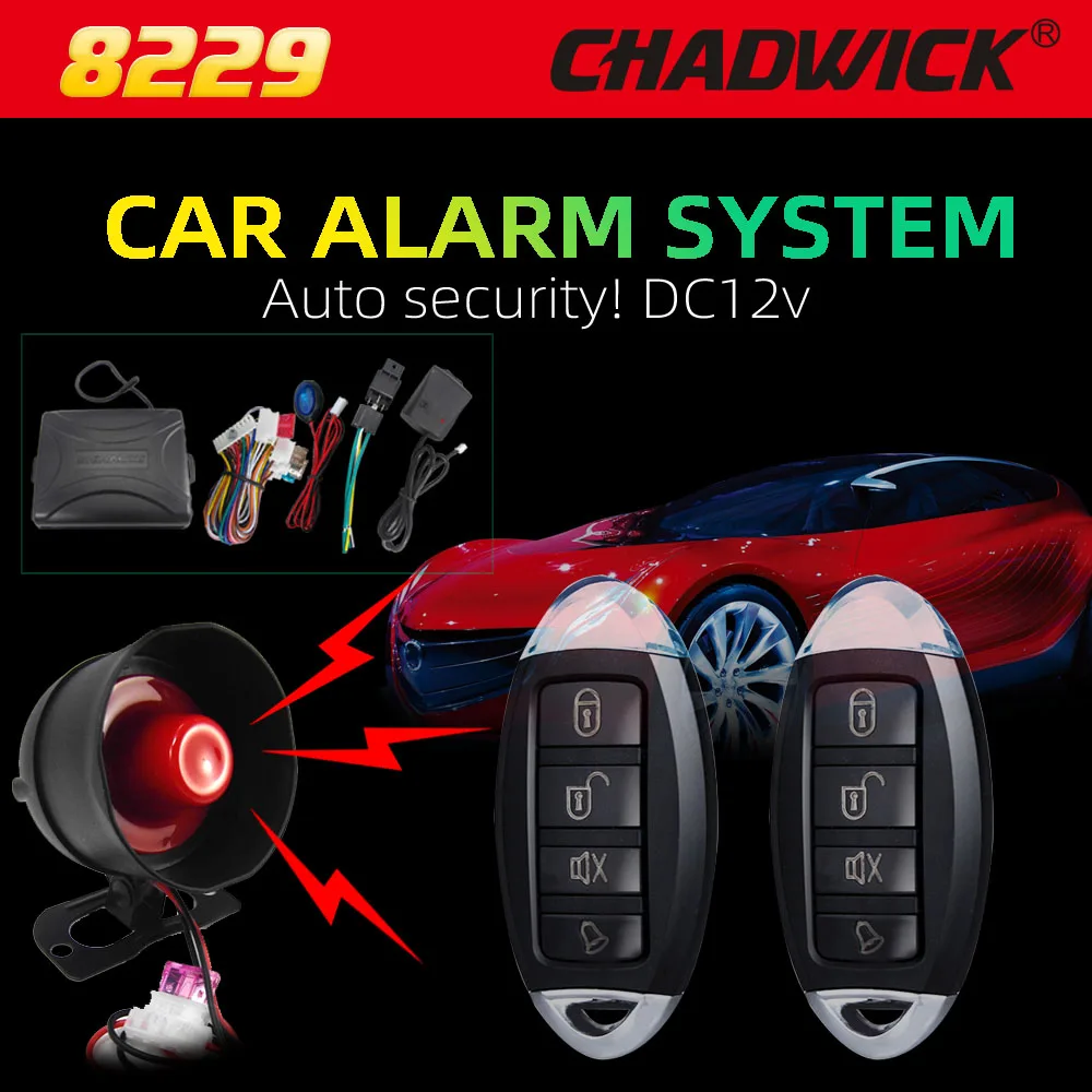 

12v Remote Control Central Door Lock Keyless System Car Alarm Systems button Locking Kit warning function CHADWICK 8229 SHINE