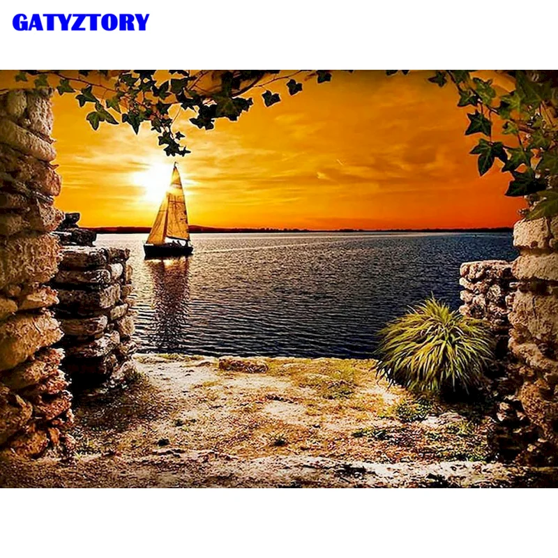 

Gatyztory Frameless DIY Painting By Numbers Scenery Paint By Numbers For Adult Picture Paint On Canvas DIY For Unique Gift