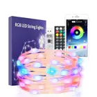 Светодиодная гирлянсветильник RGB с дистанционным управлением, праздвечерние светильник украшение для рождественской елки, USB-зарядка, управление через приложение для телефона