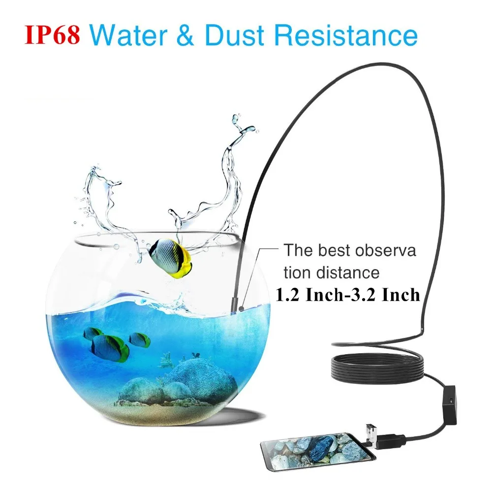 3 в 1 USB мини эндоскоп мягкий кабель 1200P бороскоп Инспекционная камера для Android Type c