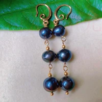 natural baroque black fresh water pearl 18k gold earrings gift fools day accessories mothers day hook beautiful carnival