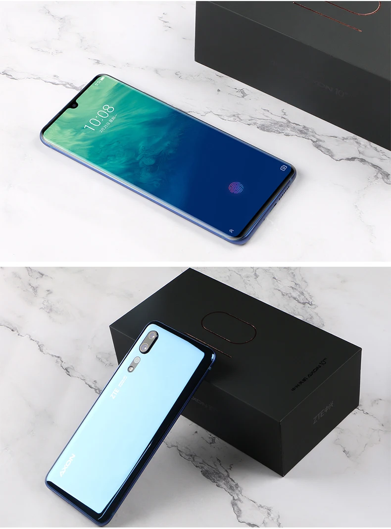Мобильный телефон zte Axon 10 Pro, 6,47 дюймов, гибкий изогнутый экран, 6 ГБ ОЗУ, 128 Гб ПЗУ, восьмиядерный смартфон Snapdragon 855, 4G LTE