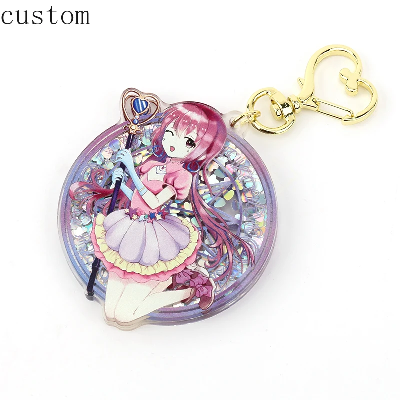 

Cartoon Anime Logo Custom Shake Keychain Wholesale Transparent Clear Acrylic Glitter Shaking Charms