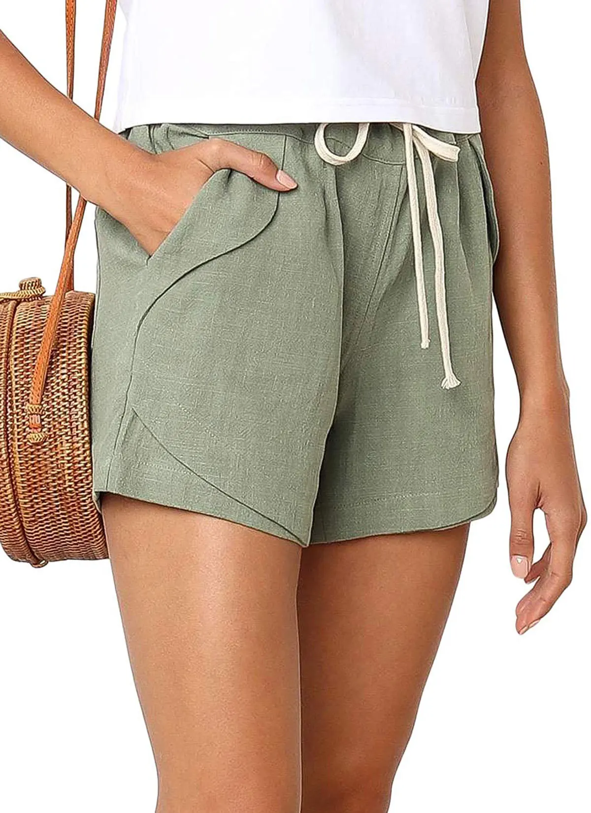 Женские летние пляжные на кулиске хлопковые шорты с эластичным поясом женские из