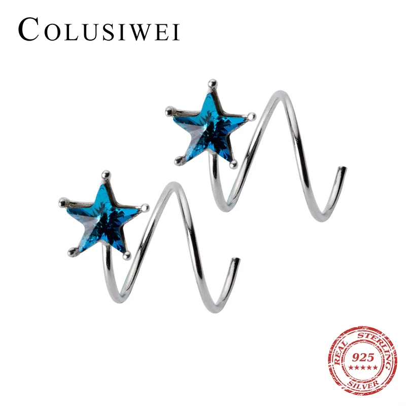Colusiwei синего цвета с украшением в виде кристаллов Клипсы Серьги кольца для женщин