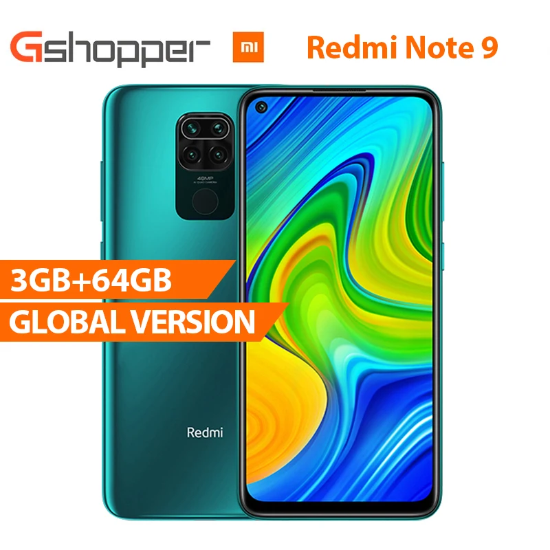Глобальная версия смартфона Xiaomi Redmi Note 9 64 ГБ 3 Восьмиядерный процессор MTK Helio G85 48