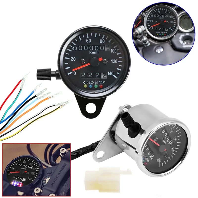 

Durable Motorcycle Odometer Classic Delicate Universal 12V Motorcycle Retro LED Backlight Odometer Speedometer 0-140Km/H