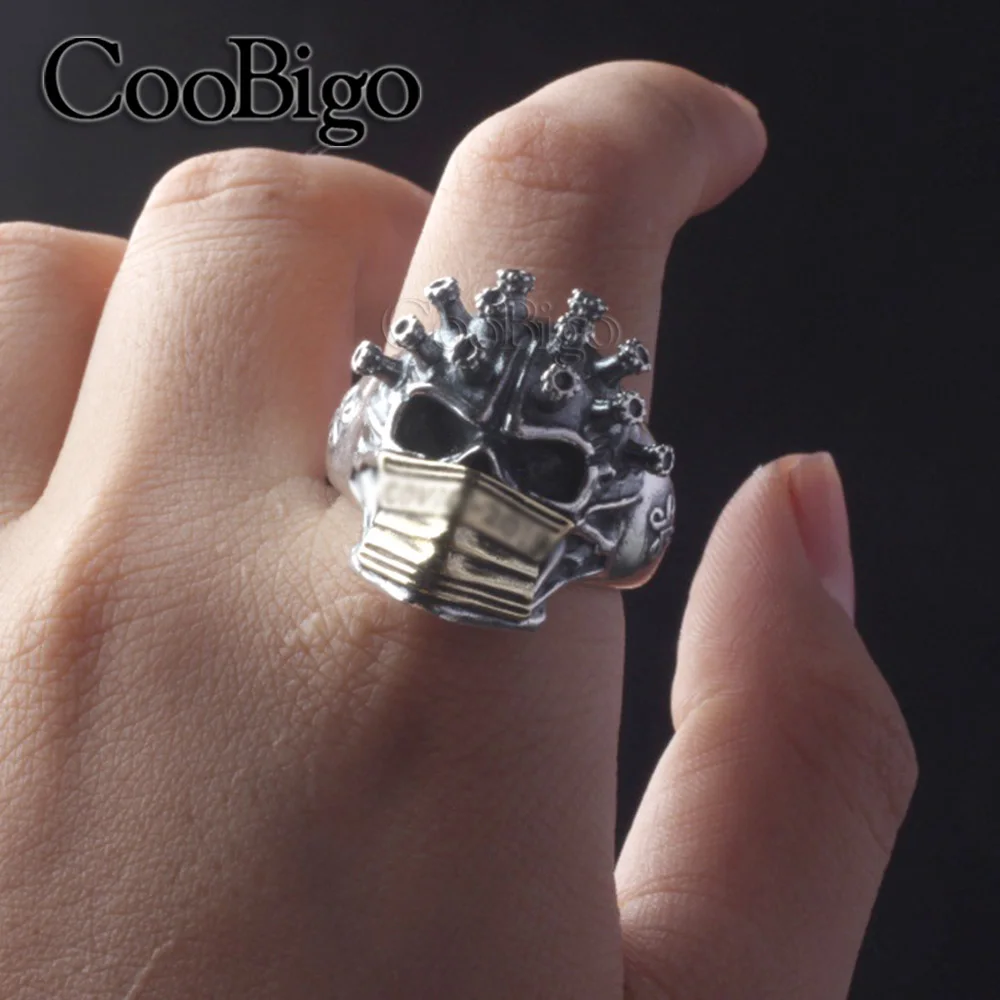 

Кольцо в виде черепа из серебра 925 пробы, регулируемое кольцо в виде головы призрака для мужчин и женщин, модные ювелирные украшения, аксессу...
