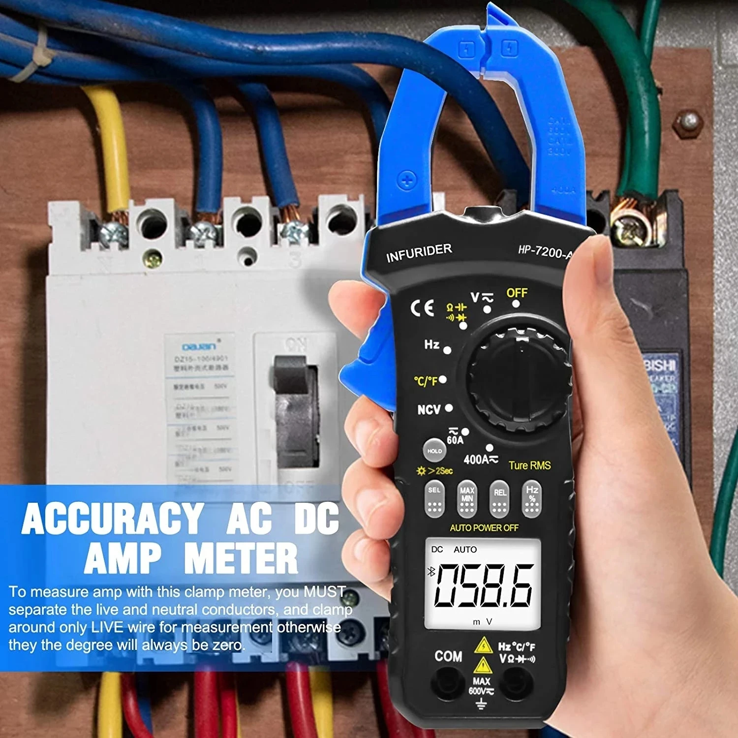 HP 7200APP цифровой клещи переменного тока AC/DC Напряжение тестер сопротивления TRMS 6000