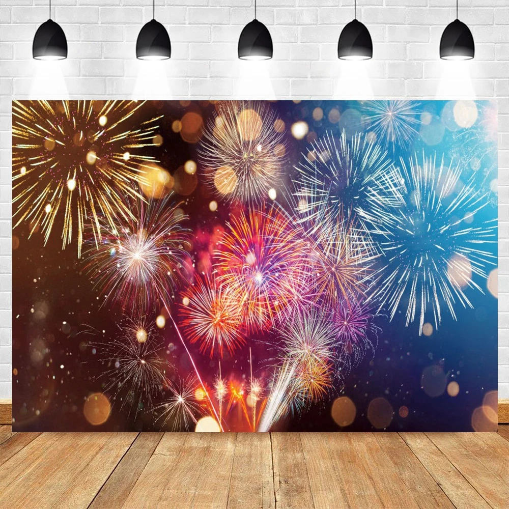 

Christmas 2022 New Year Backdrop Colored Fireworks Glitter Bokeh Vinyl Photography Photographic Background Photozone Photophone