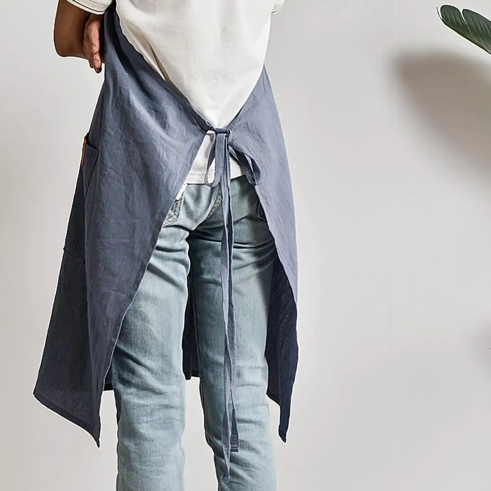 Простой фартук из хлопка и льна для взрослых в скандинавском стиле кухонный