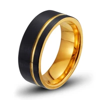 8mm gold black stainless steel ring vacuum plating process mens ring fashion jewelry accessories