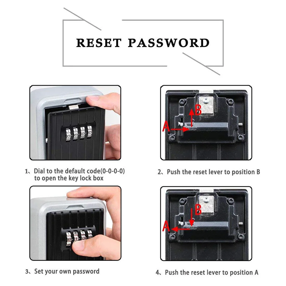 

Key Lock Box with Waterproof Case Wall Mount Metal Password Box for Home Business Realtors SGA998