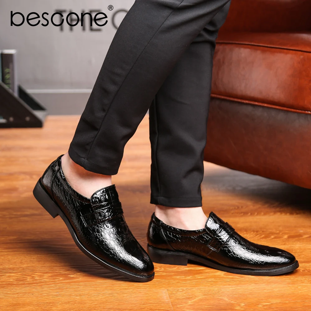 BESCONE/деловая Мужская обувь в строгом стиле с принтом из высококачественной