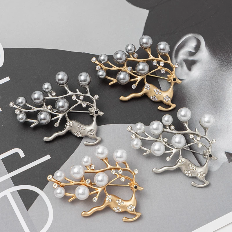 RHao немой серебряный цвет броши в виде бегущего оленя брошь для женщин мужчин