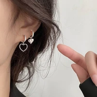 2021 new trendy asymmetric heart shape earrings korean temperament simply versatile women jewelry
