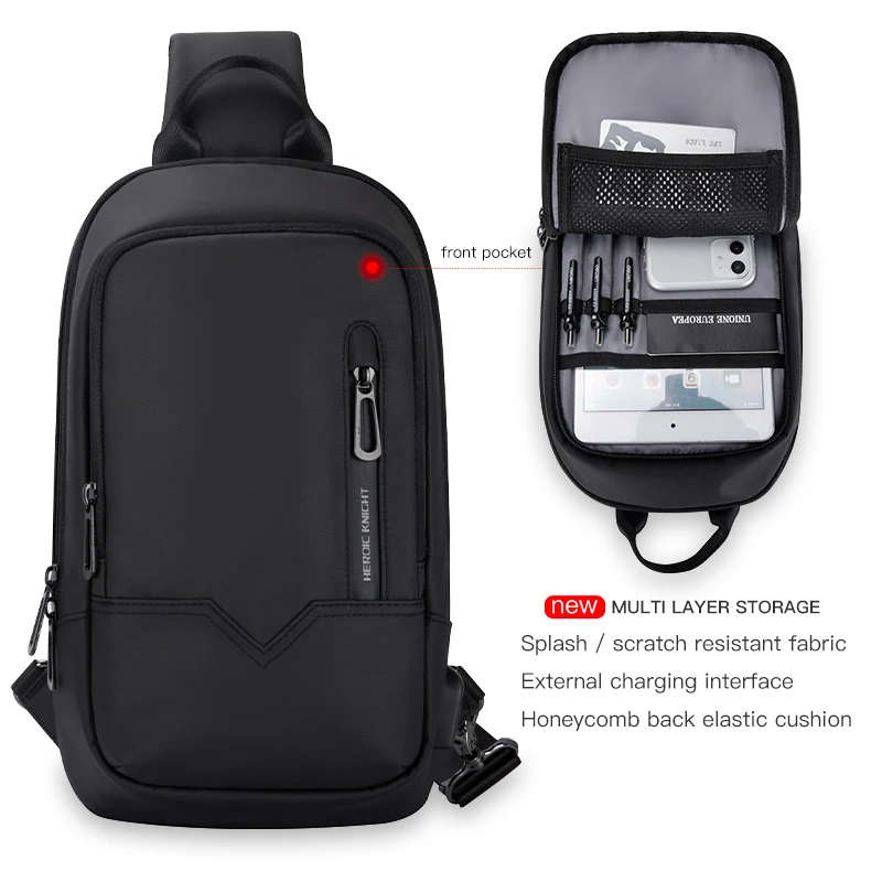 Нагрудная сумка для мужчин, Водонепроницаемый Многофункциональный саквояж через плечо для Ipad 9,7 дюйма, спортивный портфель с USB-разъемом дл... от AliExpress RU&CIS NEW