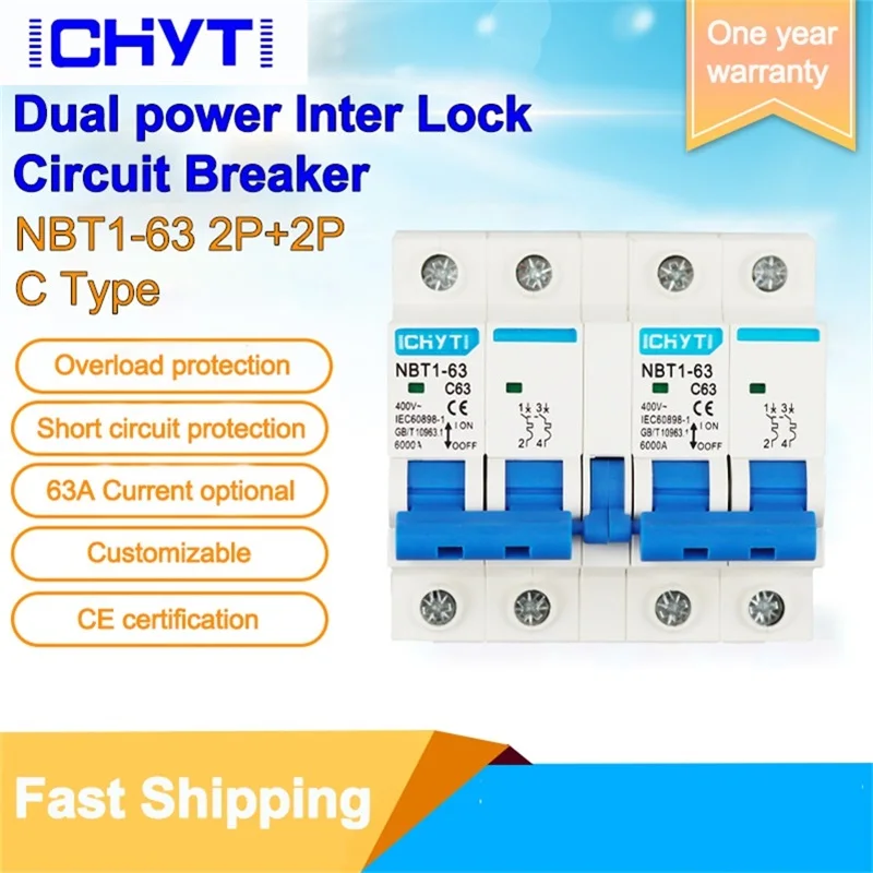 ICHYTI 2P + 63a ручной переключатель блокировки автоматический выключатель 400 в 50/60 Гц
