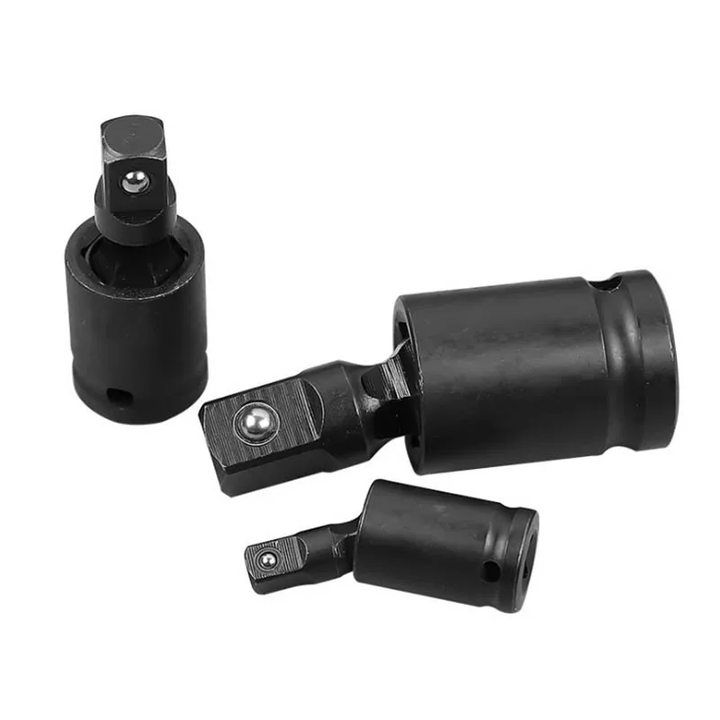 

3pcs 1/4" 3/8" 1/2" Air Wrench Universal Joint, CR-MO Steel Black 360° Drive Swivel Impact Socket Wrench Adapter