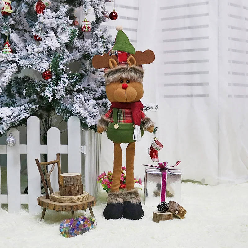

76cm Fun Stretch Standing Doll Christmas New Year Cute Santa Snowman Elk Plush Doll Merry-Christmas Tree Decor children toy gift