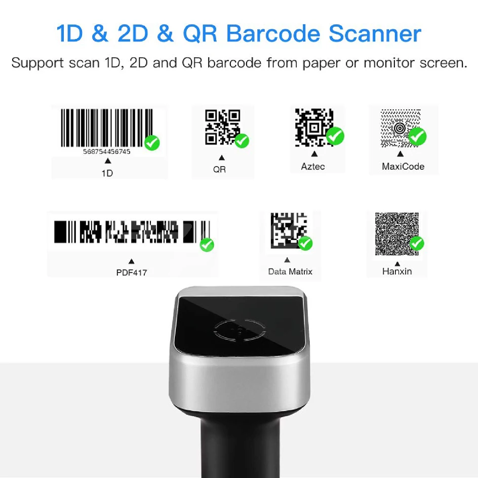 ISSYZONEPOS сканер штрих-кодов 1D 2D QR Bluetooth считыватель штрих-кодов ручной сканер для Windows iOS Android Поддержка данных матрица PDF417