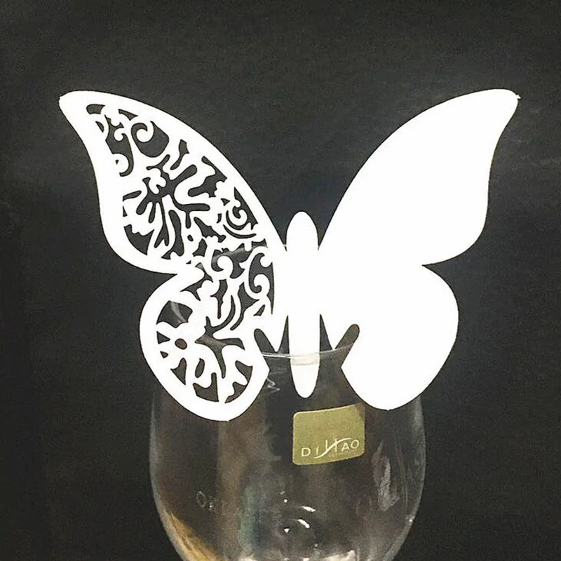 50 шт. бабочка кружевная лазерная резка стол знак вино стекло Имя Место карты для