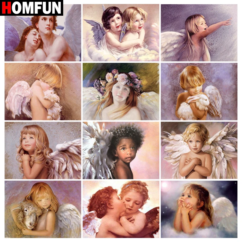 Алмазная живопись HOMFUN полноразмерная/круглая вышивка с рисунком ангела и