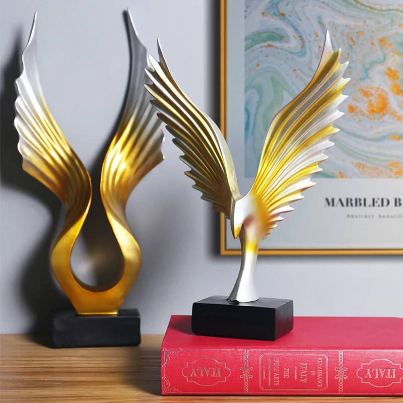 Новый 2021 золотой трофей Крылья Ангела скульптура украшения дома аксессуары для