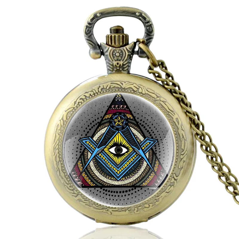 

Classic Men Women Quartz Pocket Watch Eye of Providence Pendant Necklace Watches Jewelry Gifts
